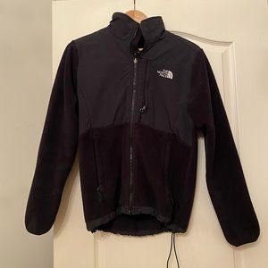 Women’s black fleece North Face jacket! Size M.